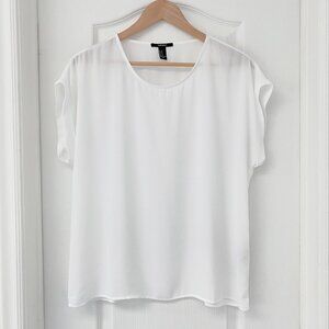 🎬✨ Umbrella Academy - Forever 21 - White Sheer Yoke Blouse Size M